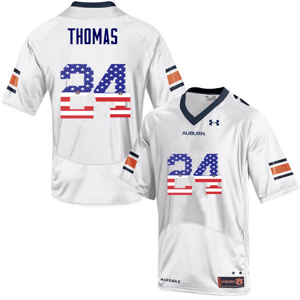 Auburn Tigers Men's Daniel Thomas #24 White Under Armour Stitched College USA Flag Fashion NCAA Authentic Football Jersey GXE2774SO